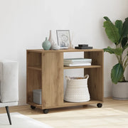 Tavolino con Ruote-Tavolino da soggiorno-Tavolo Rovere Artigianale 70x35x60 cm in Truciolato