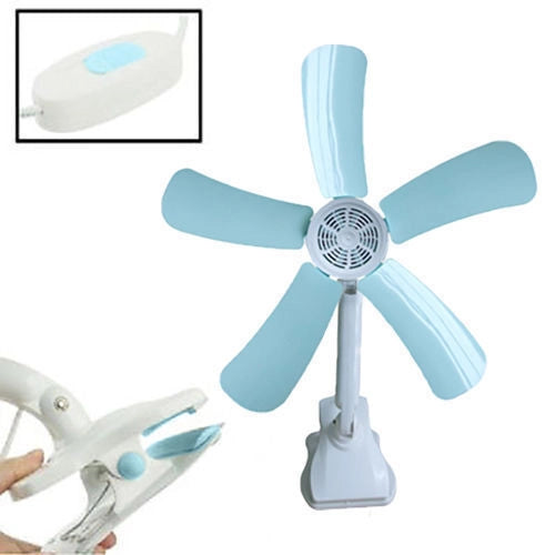 VENTILATORE A PINZA CON DOPPIO SNODO 5 PALE DA SCRIVANIA TAVOLO CASA UFFICIO -