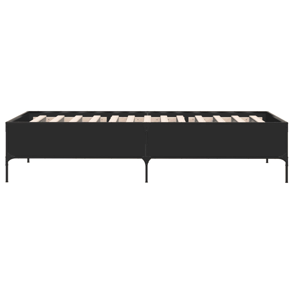 Giroletto Nero 75x190 cm in Legno Multistrato e Metallo 844991