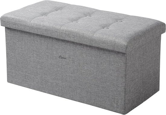 Cassa di archiviazione – Cassa di archiviazione interna – Banca da sedere con sistema di archiviazione – Cassa con coperchio – Cassa di archiviazione per bambini – Per camera da letto e soggiorno – 80L - Grigio chiaro