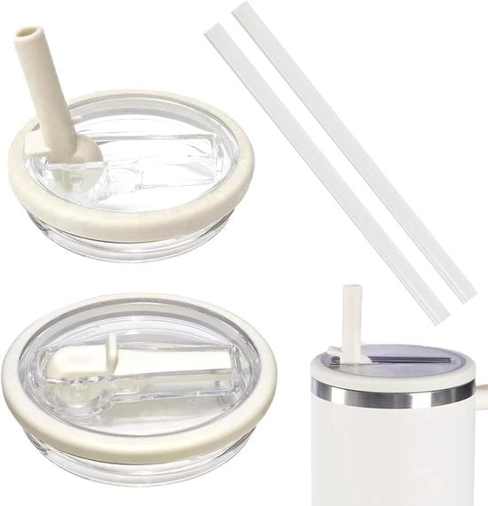 Accessori per tazze, 2 pezzi, coperchio senza bolle con manico, compatibile con tazze, copertura manico, accessorio prático adatto per tazza da 40 OZ - Lekvrij - bianco