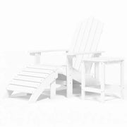 Sedia Giardino | Sedie da Esterno con Poggiapiedi e Tavolo Adirondack HDPE Bianco