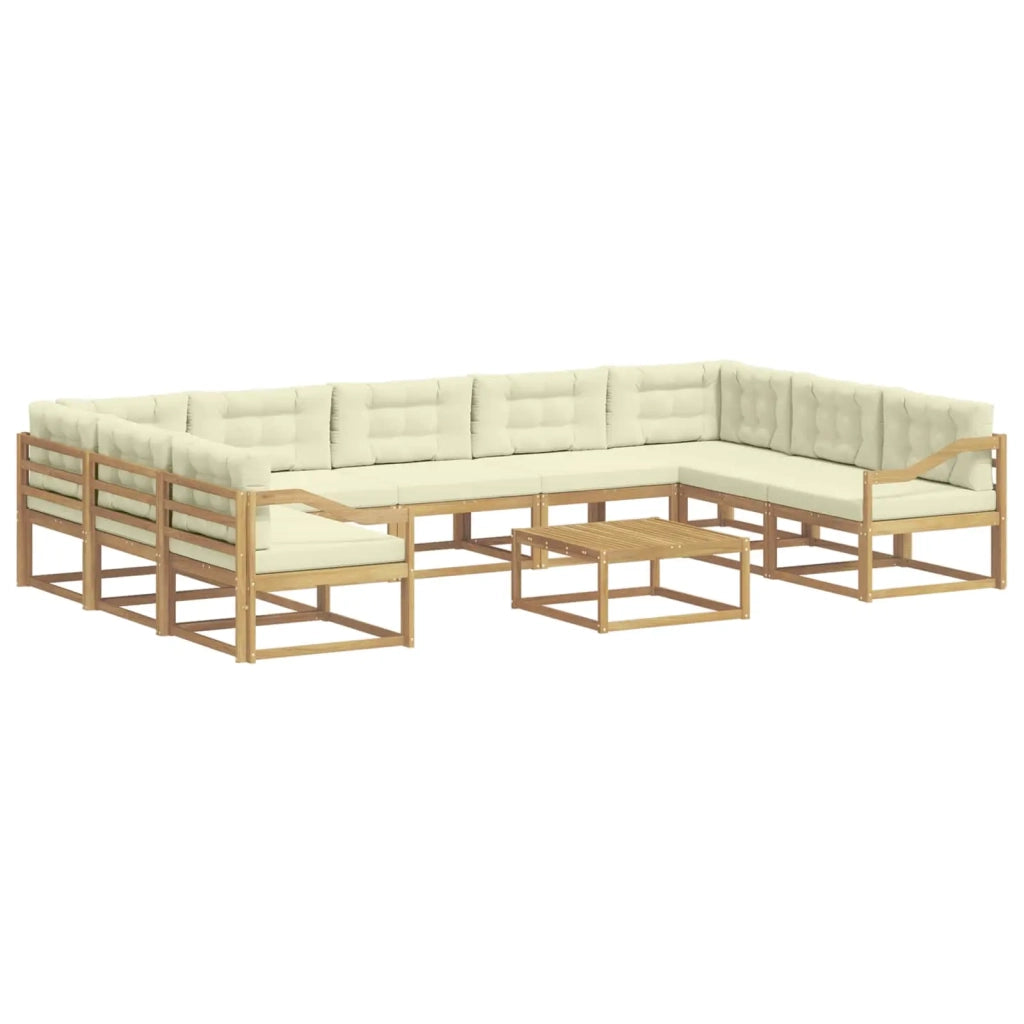 Set di divani da esterno con cuscino 10 pcs Bianco e Crema 3387084