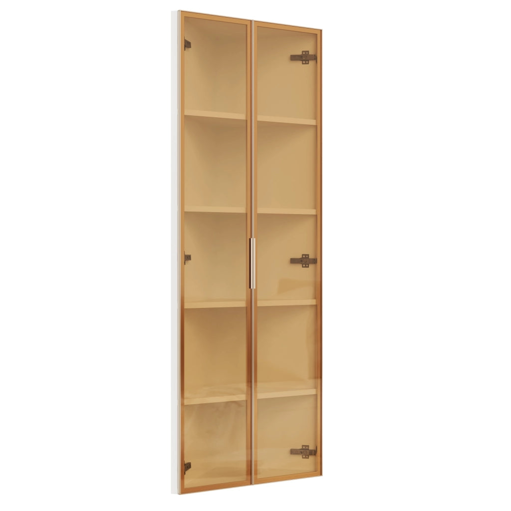 Vetrina angolare LED bianca 62 x 35 x 160 cm in MDF e vetro di sicurezza