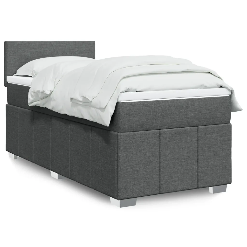 vidaXL Giroletto a Molle con Materasso Grigio Scuro 90x190 cm Tessuto
