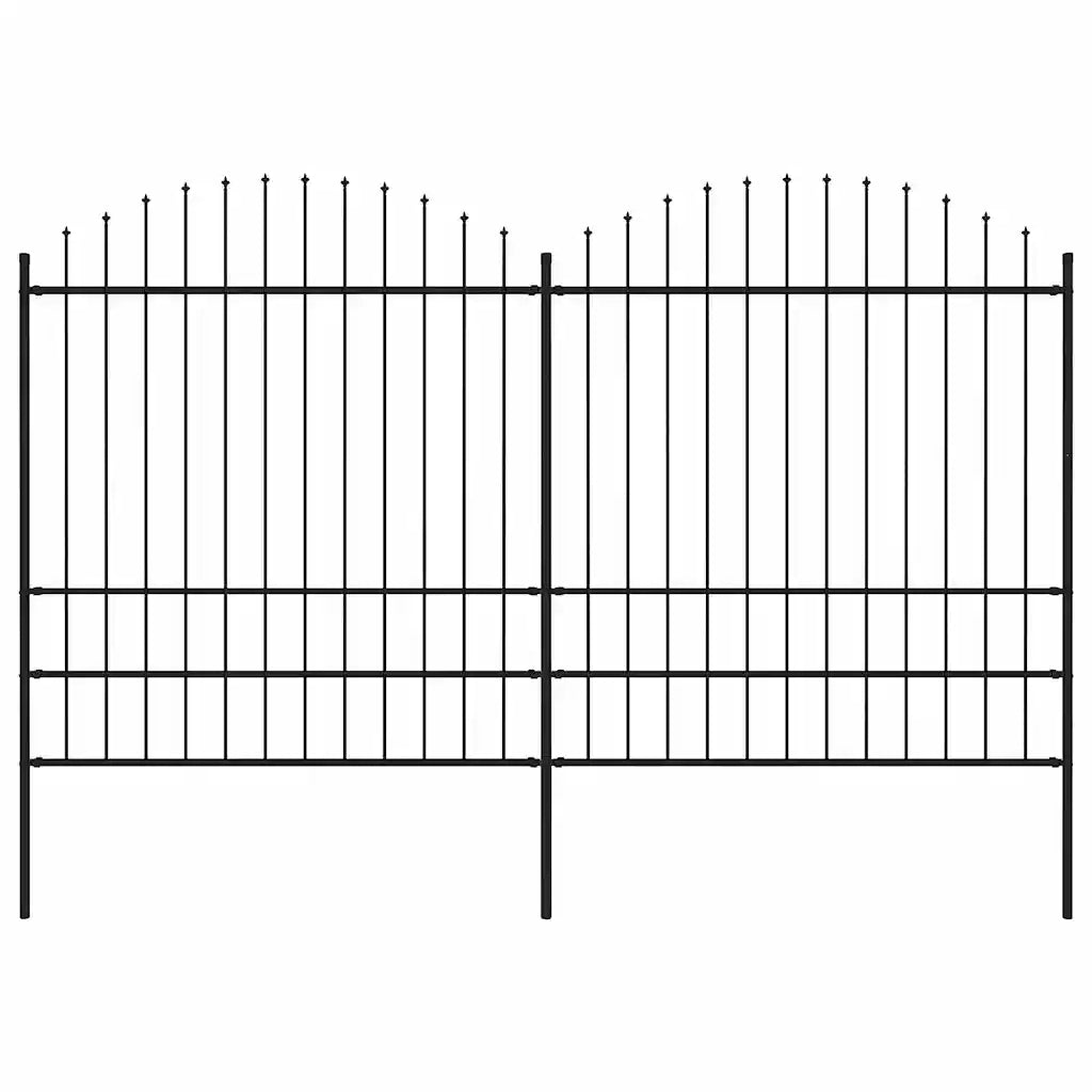 Recinzione da Giardino con Punta a Lancia in Acciaio 337x200 cm Nero 277749