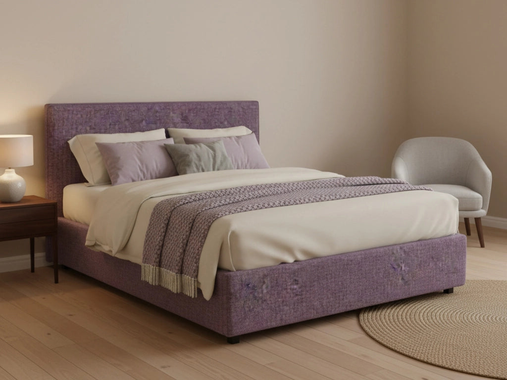 Worthing, Letto Matrimoniale Sfoderabile Made in Italy, Viola Lilla