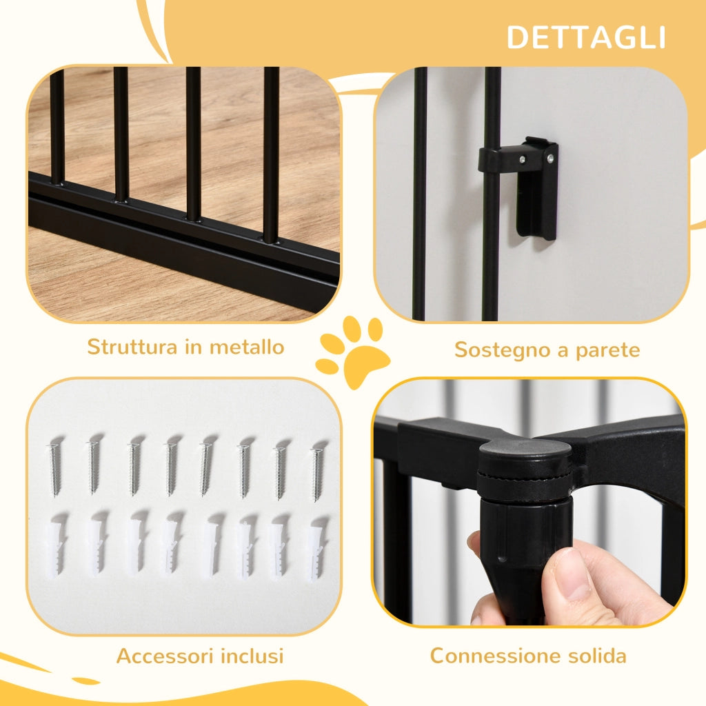 Cancellino per Cani Pieghevole a 3 Pannelli ¨C zephmum ¨C Nero 180x3x74.5 cm