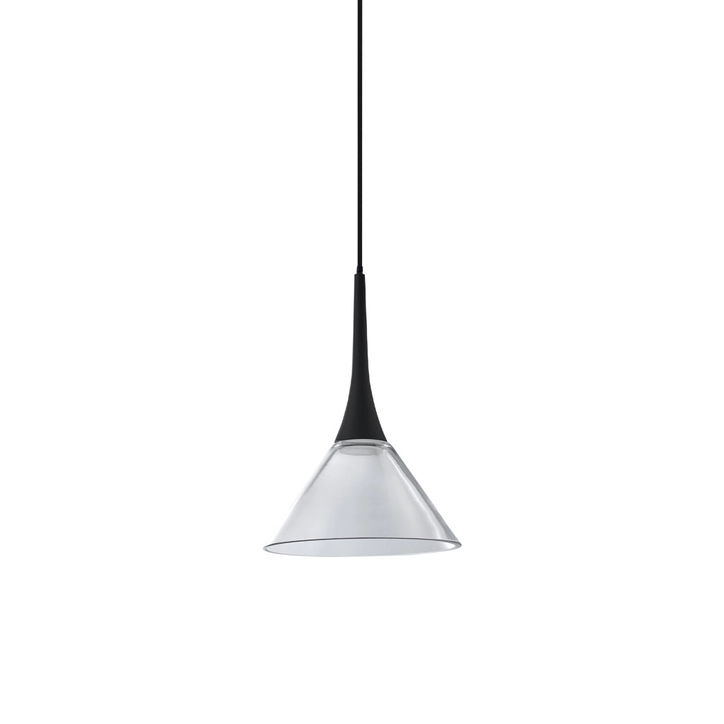 Lampada A Sospensione Cocktail 1 Luce Led Integrato Nero Trasparente