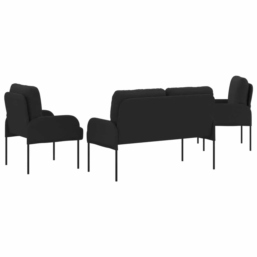 Set divani 3 pcs Nero 115 x 56 x 80 cm Legno compensato