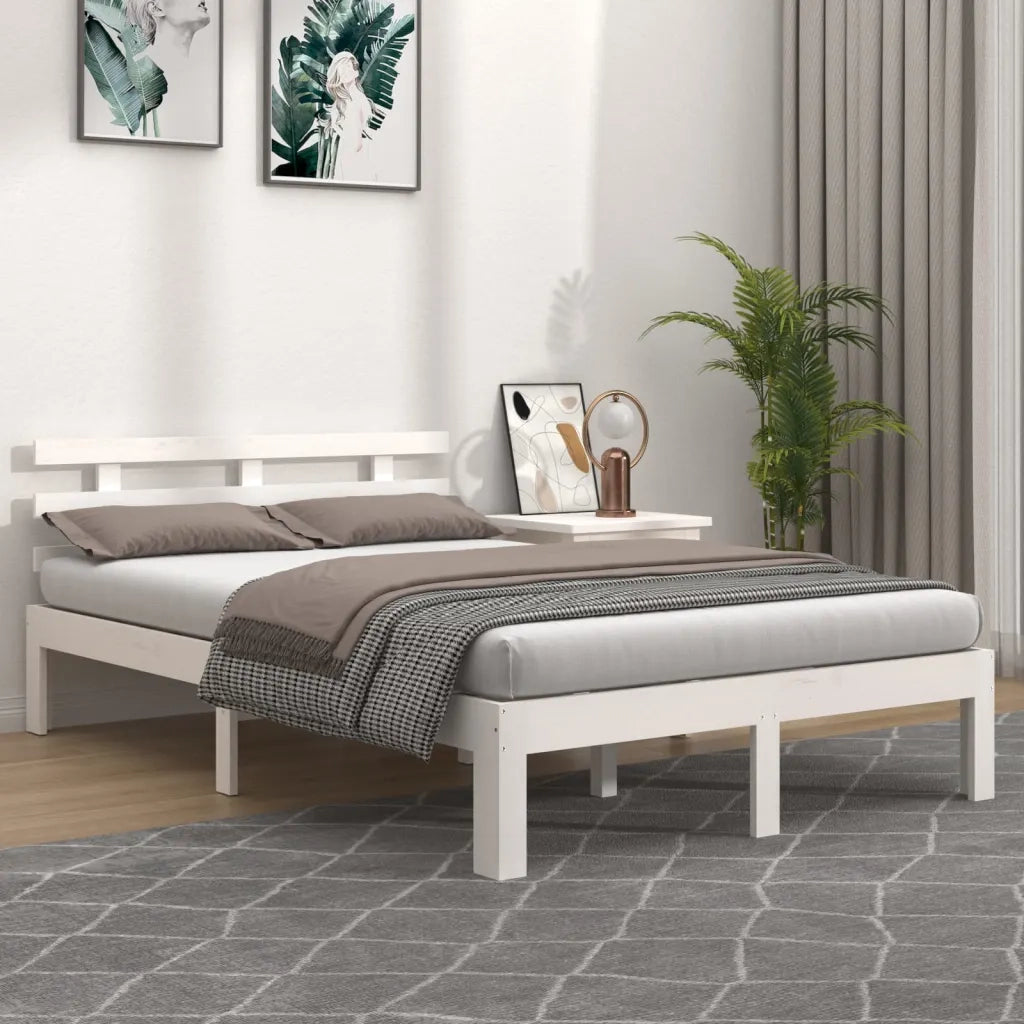 Giroletto-Struttura Letto Bianco in Legno Massello 135x190 cm Double 787117