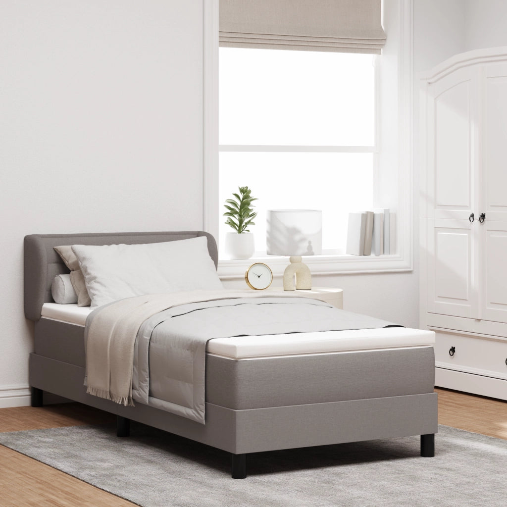Letto Box Spring con Materasso Tortora 80x200 cm in Tessuto