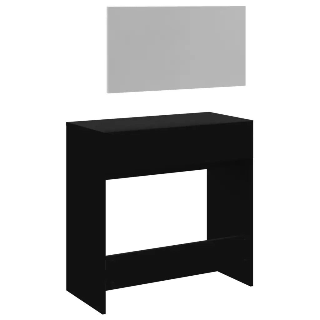 Toeletta con Specchio-Tavolo da Vanit¨¤ Nero 80x39x80 cm