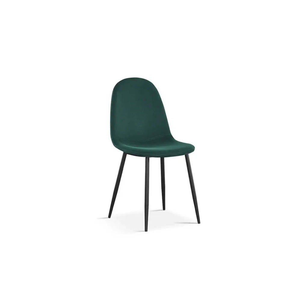 Sedia BOÏ – Velluto verde – Piedi in metallo nero – Design moderno