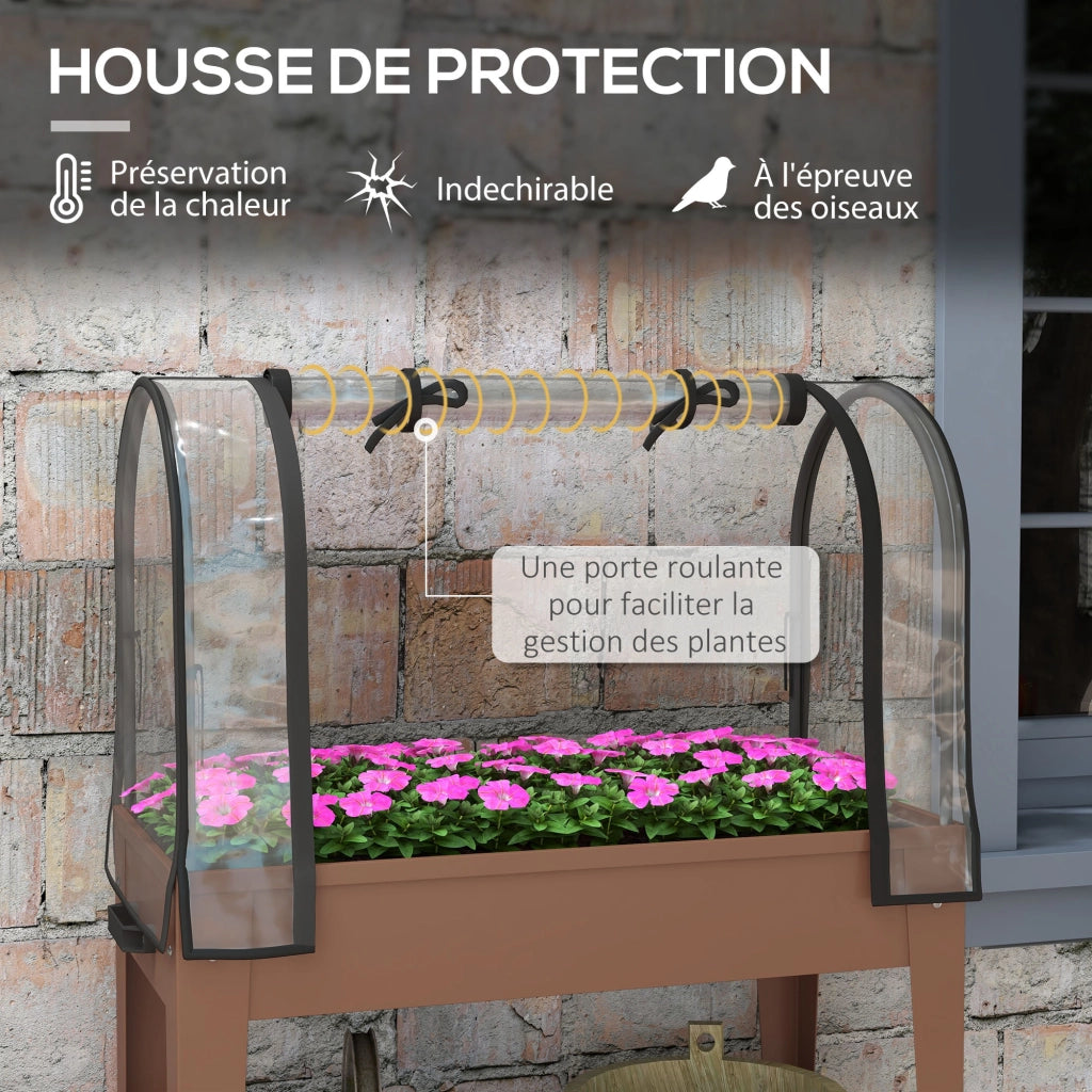 Fioriera da Giardino con Copertura e Ruote ¨C zephmum ¨C 80x40x120 cm