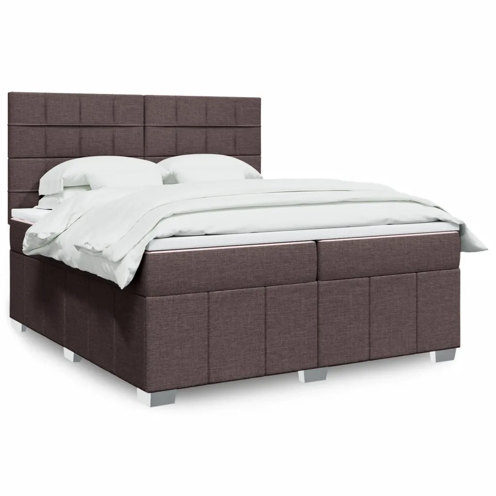 Giroletto a Molle con Materasso Marrone Scuro 200x200cm Tessuto 3294078
