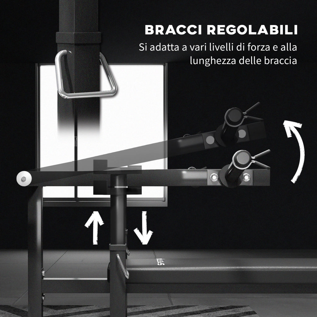 Macchina Pettorali ad Altezza Regolabile in Acciaio, 150x150x60-85 cm, Nero