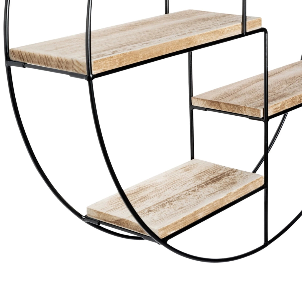 IDMarket - Scaffale rotondo a parete LILY 4 livelli in legno e metallo design industriale