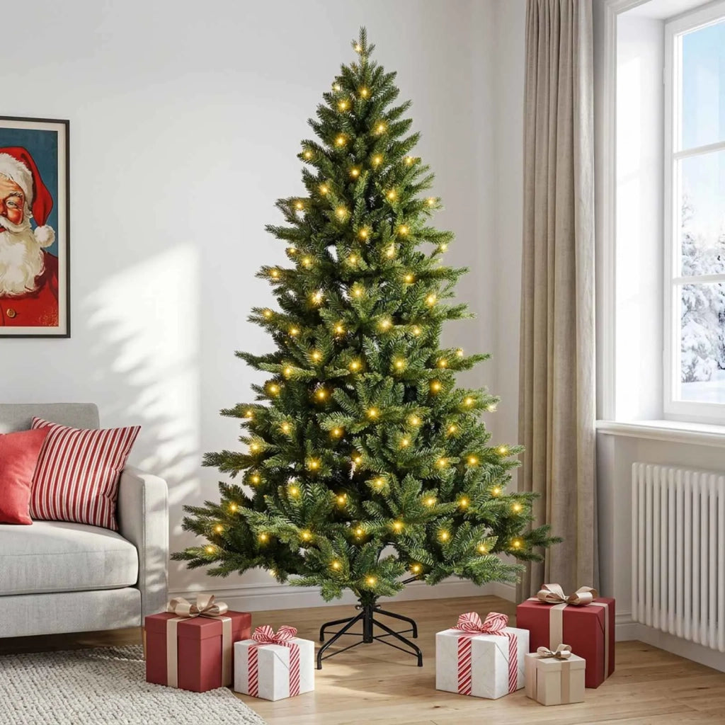 Albero di Natale Artificiale con Rami Pieghevoli 150 cm 150 LED 3465480