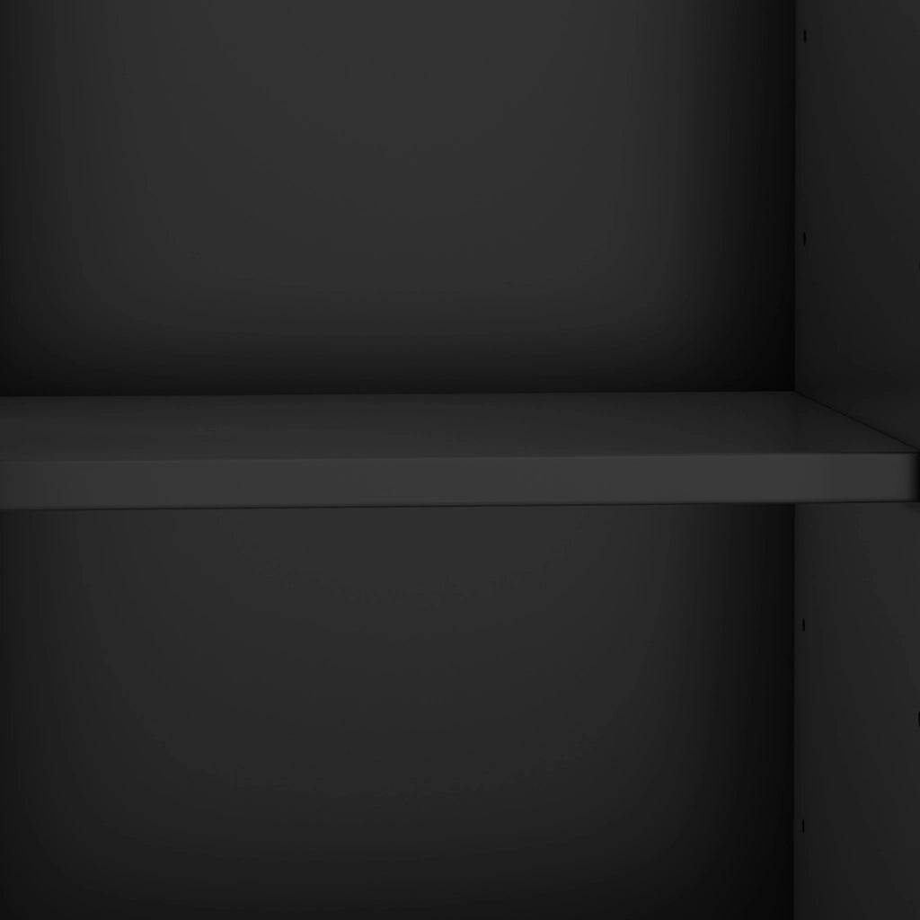 Scarpiera stretta 90x25x121 cm nera in truciolare e MDF con 3 ribalte