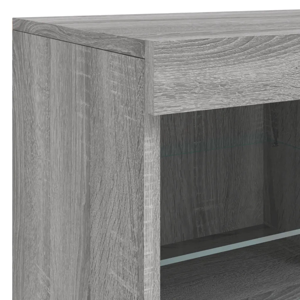 Credenza | Madia | Buffet da pranzo | Armadio da pranzo con Luci LED Grigio Sonoma 81x37x67 cm