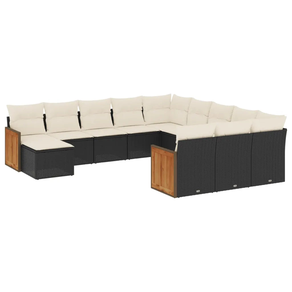 Set Divani da Giardino 12 pz con Cuscini Nero in Polyrattan 3228261