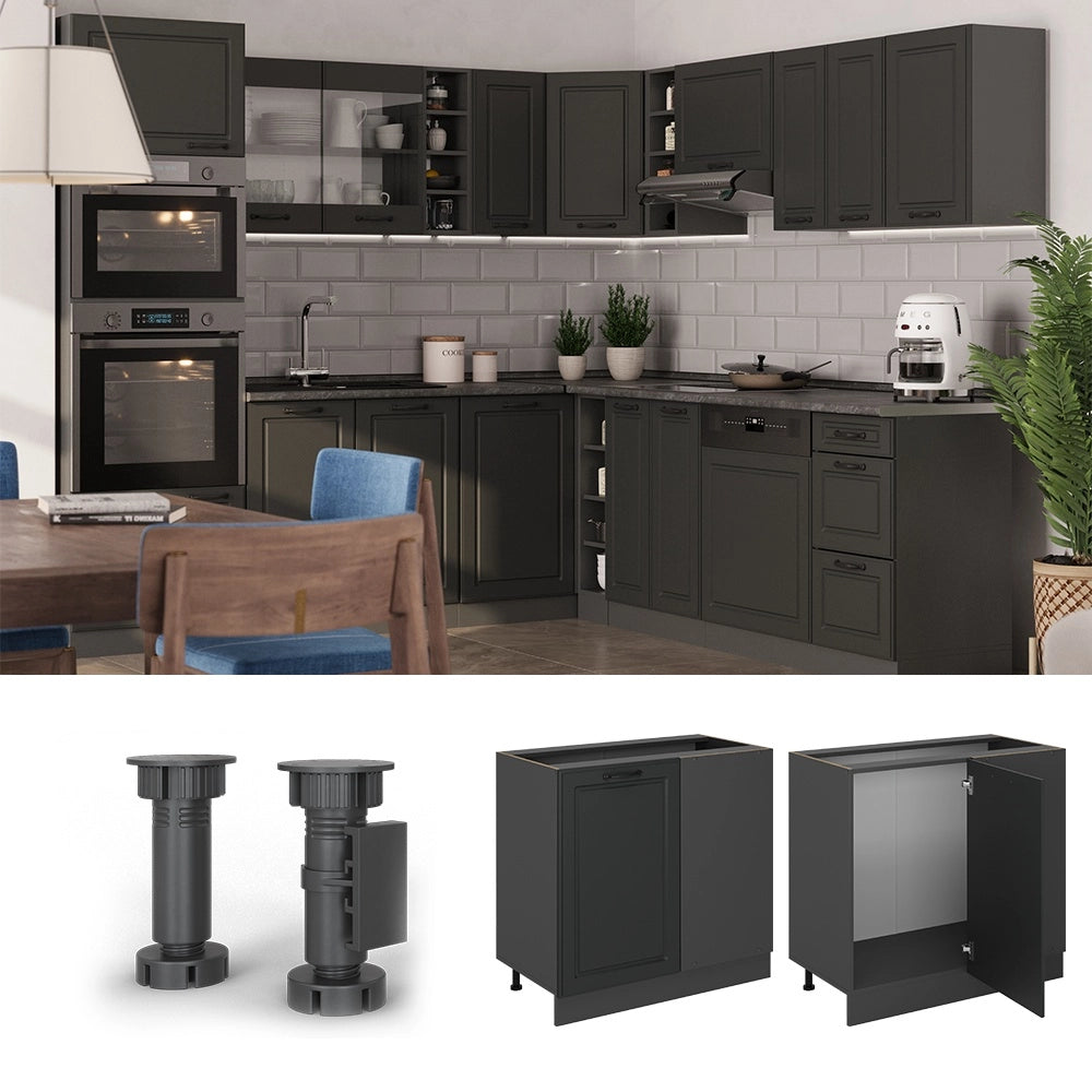 Mobile ad angolo cucina R-Line Antracite rustico/Antracite 86 cm, PL Antracite Vicco