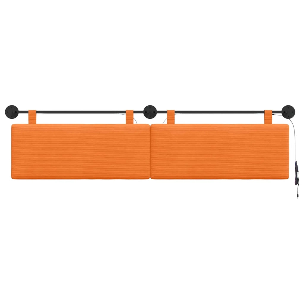 Testiera sospesa Con luce LED Arancione Tessuto in Cords
