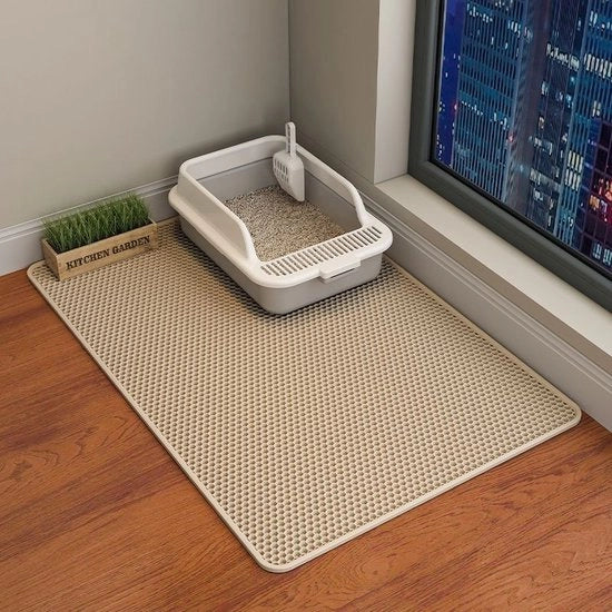 Matrice per gatto - Disegno grande foro - Matrice per gatto impermeabile e antiscivolo - Materiale EVA - Soothing e protettivo per le zampe - Lavabile - Khaki - 45*60CM