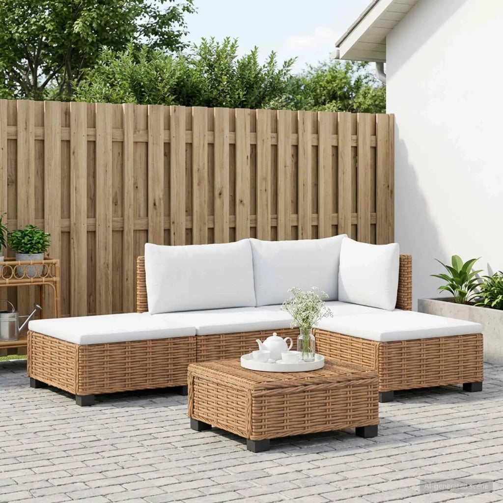 4 pz Set Lounge in Rattan con Cuscini GENDT Rattan naturale 3429844