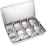 Specerijenbox 8 Compartimenti - Acciaio Inossidabile - Con Coperchio - Inclusa Cucchiaia - Igiene - Facile da Pulire - Scatola di Spezie