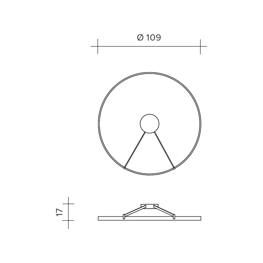 ANELLO LAMPADA DA  SOFFITTO NERO VERNICIATO DIAM.109cm 3000K 4258LM 65W