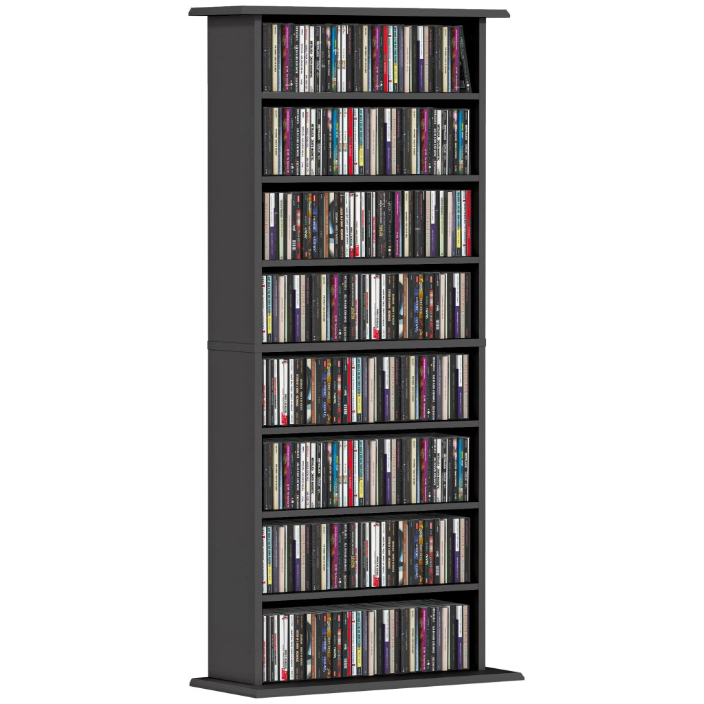 Mobile per CD e DVD con 8 scomparti e 6 ripiani regolabili ¨C zephmum ¨C nero