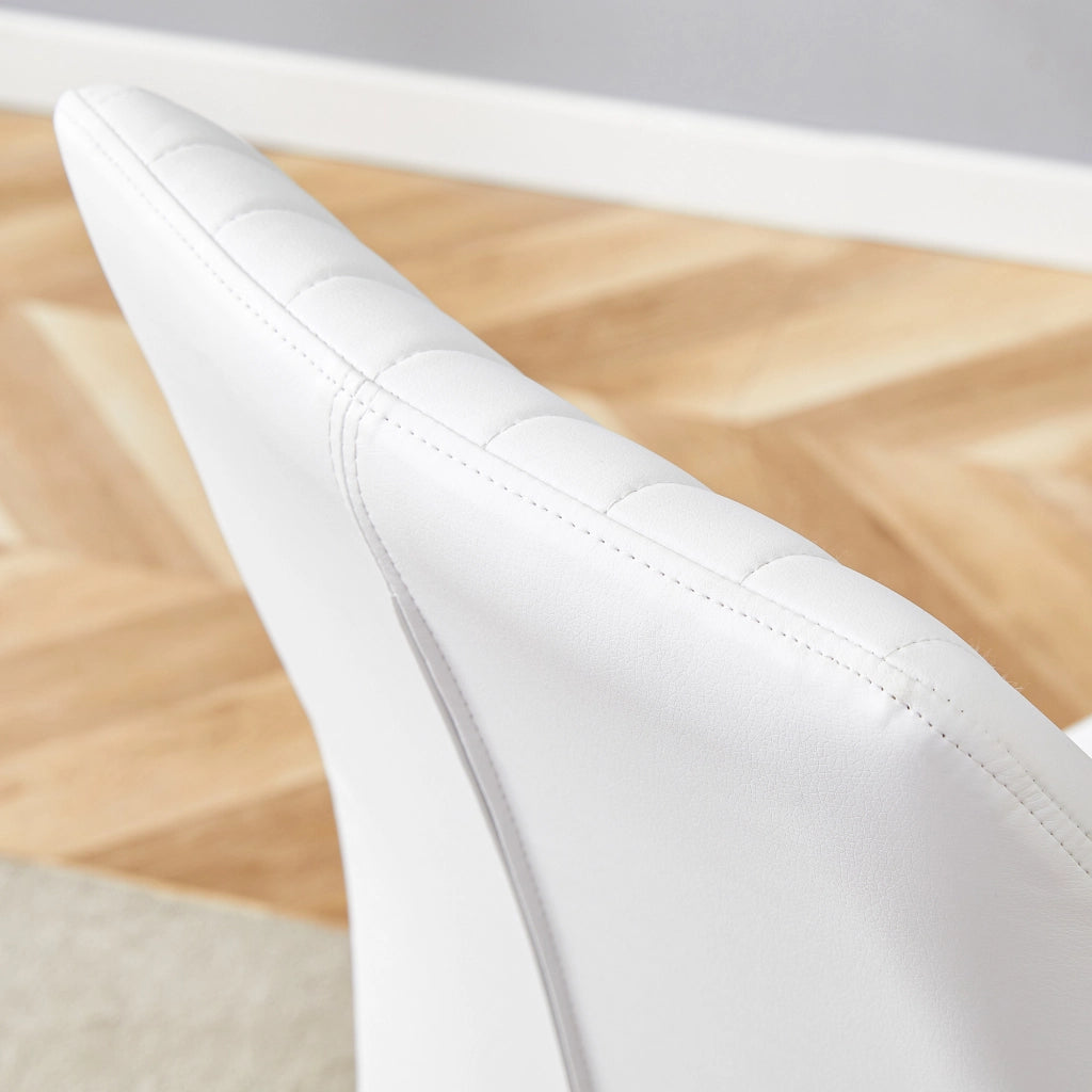 SEDIA da pranzo Set da 4 pezzi 93 cm Bianco/Oro PU