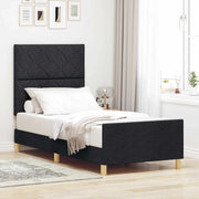 Struttura del letto con testiera-Giroletto Nero 100 x 200 cm Tessuto 421227