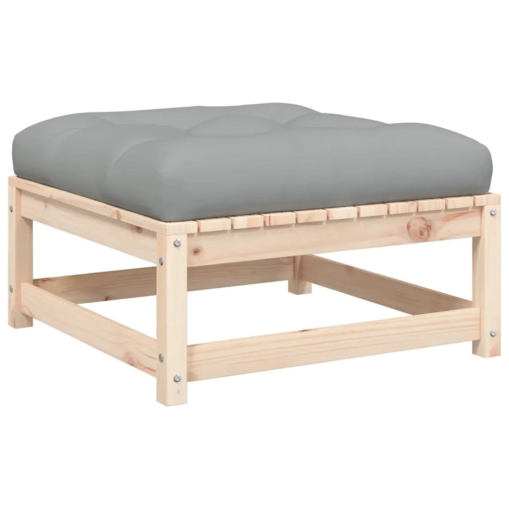 Sedia da giardino-Poggiapiedi da Giardino con Cuscini 2 pz Legno Massello di Pino 824156