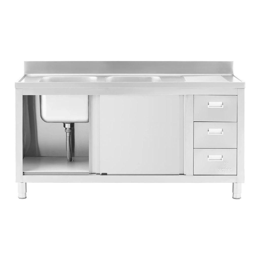 Lavello in acciaio inox su mobile 2 vasche in acciaio inox 400 x 400 x 300 mm modello professionale 14_0005017