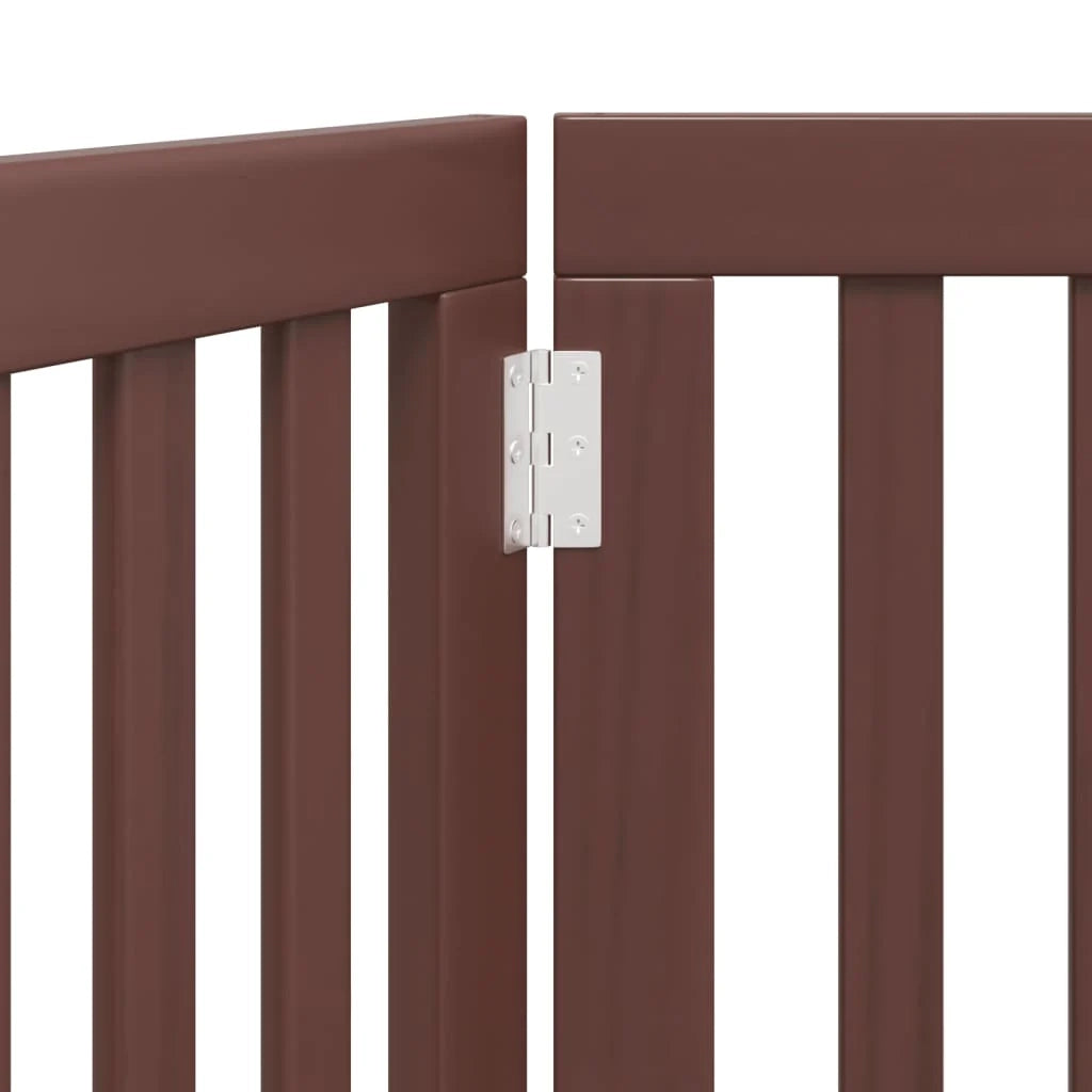 Cancelletto di sicurezza pieghevole per cani a 3 pannelli 150 cm legno di pioppo marrone 02_0023064
