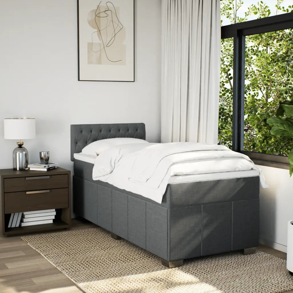 Giroletto a Molle con Materasso Grigio Scuro 80x200 cm Tessuto