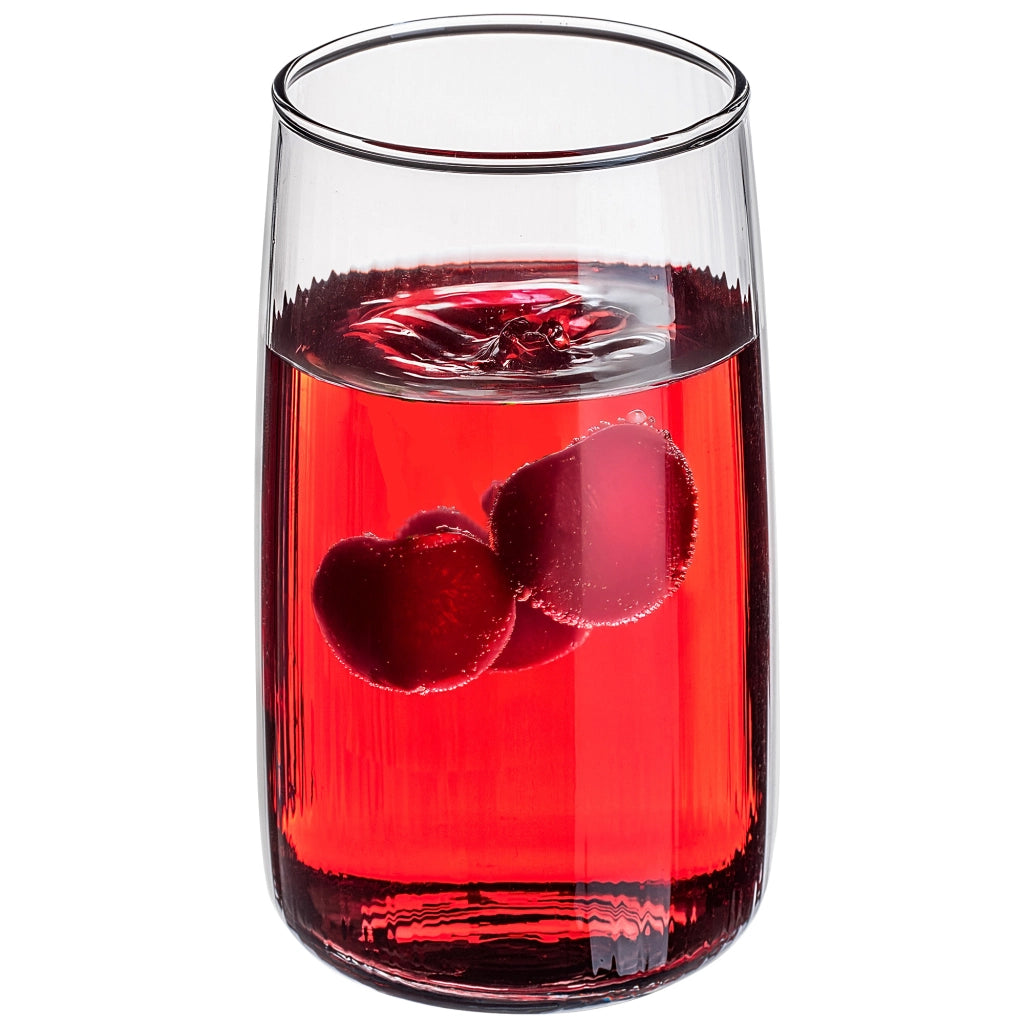 Set di 8 bicchieri da 480 ml per succhi di frutta, modello KADAX, con scanalatura, di grandi dimensioni.