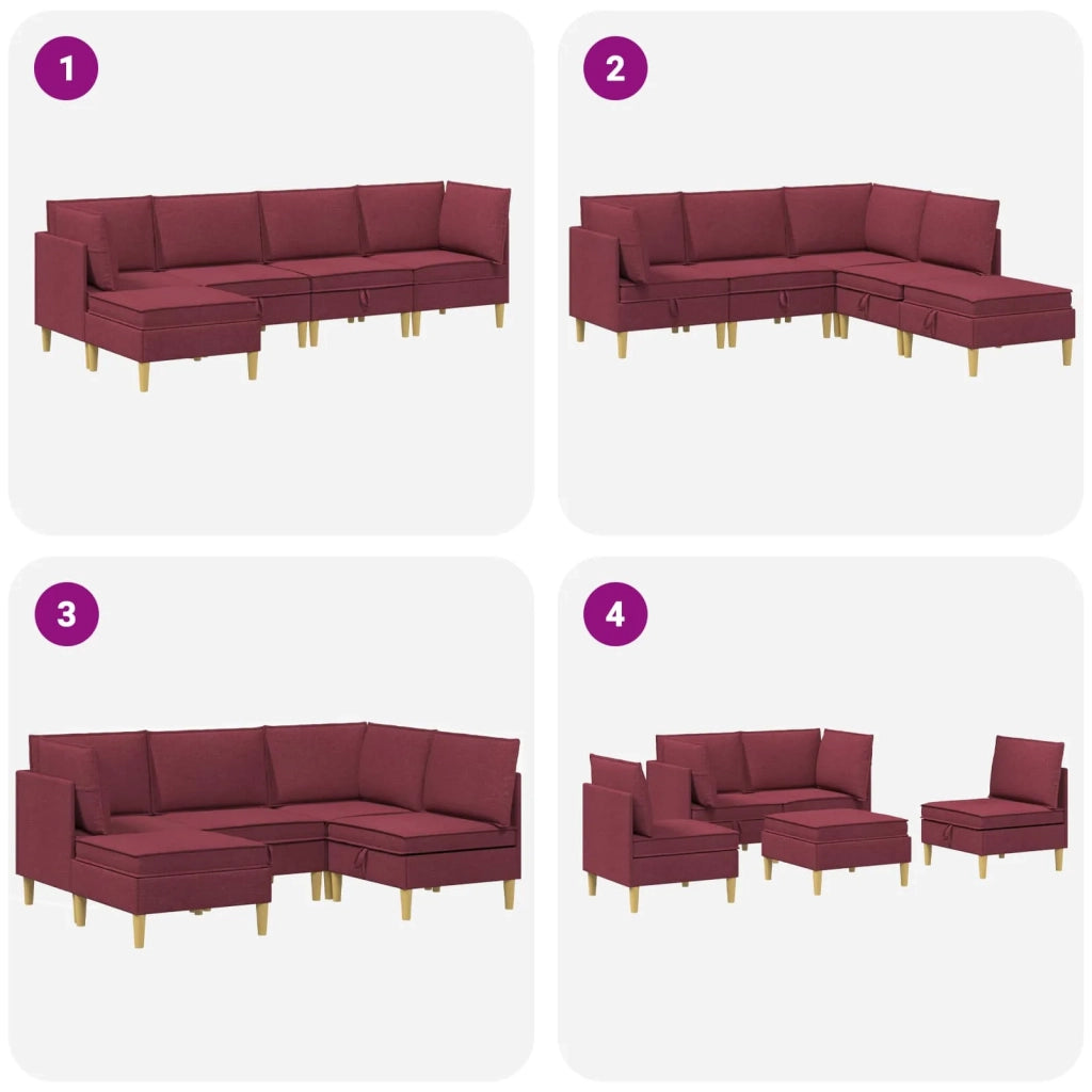 Set di mobili per il soggiorno 5 pcs Rosso Vino Tessuto 3413691