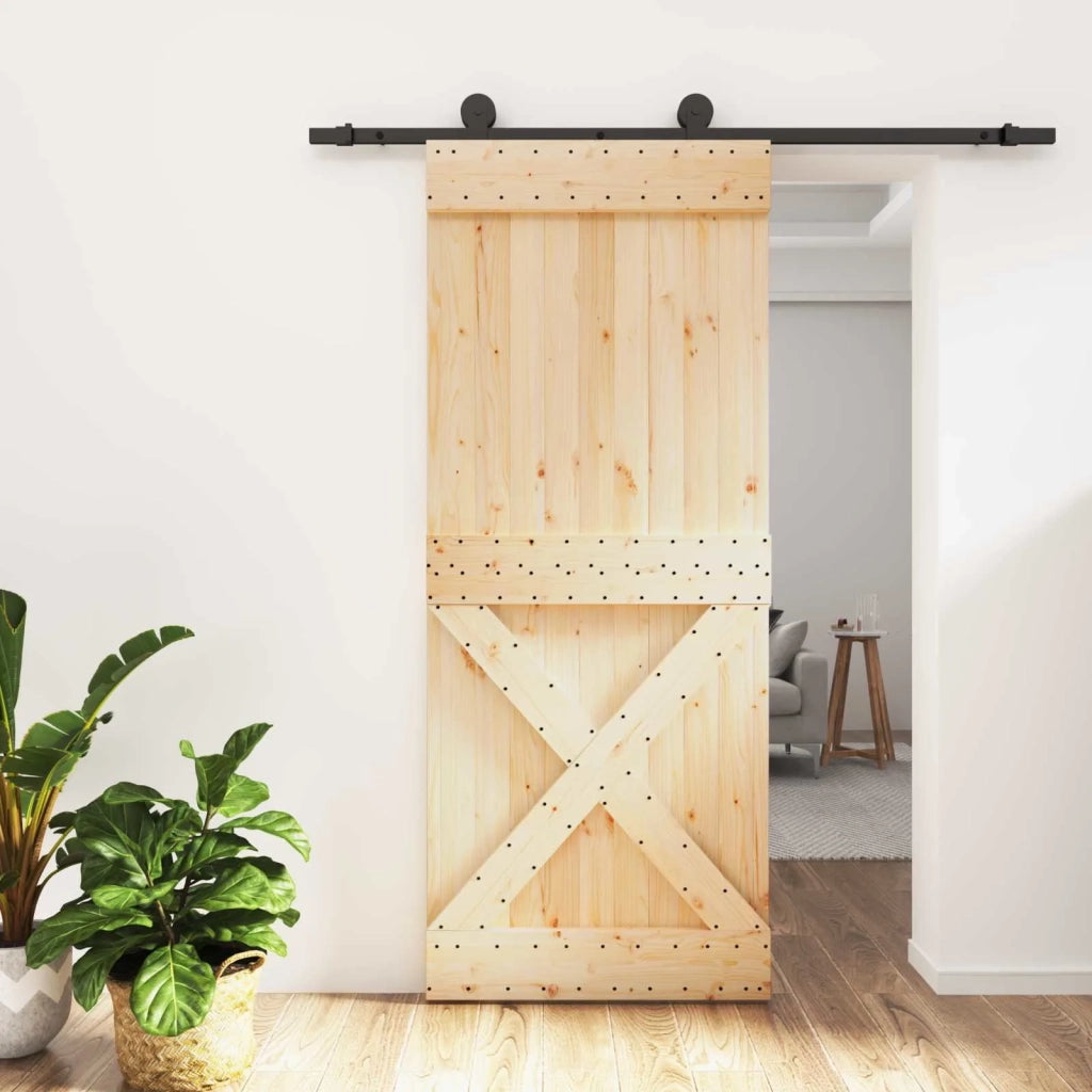 Porta scorrevole Naturale e Nero 85 x 210 cm 3444981