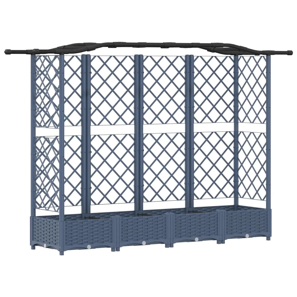 Letto Rialzato con Griglia e Tetto Grigio 203,5 x 40 x 125 cm 42032559