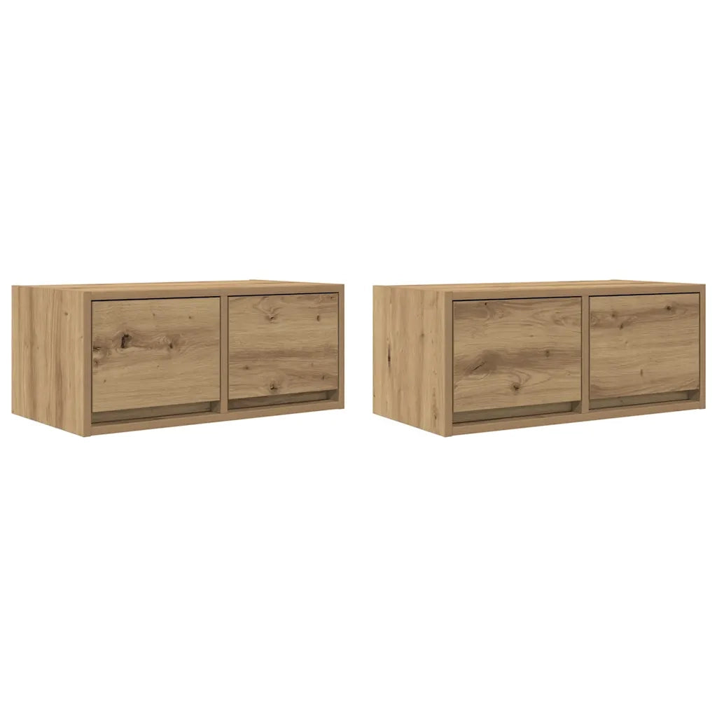 Mobili Porta TV 2 pz | Armadietto TV | Mobile Porta TV Rovere Artigianale 60x31x25,5cm Truciolato