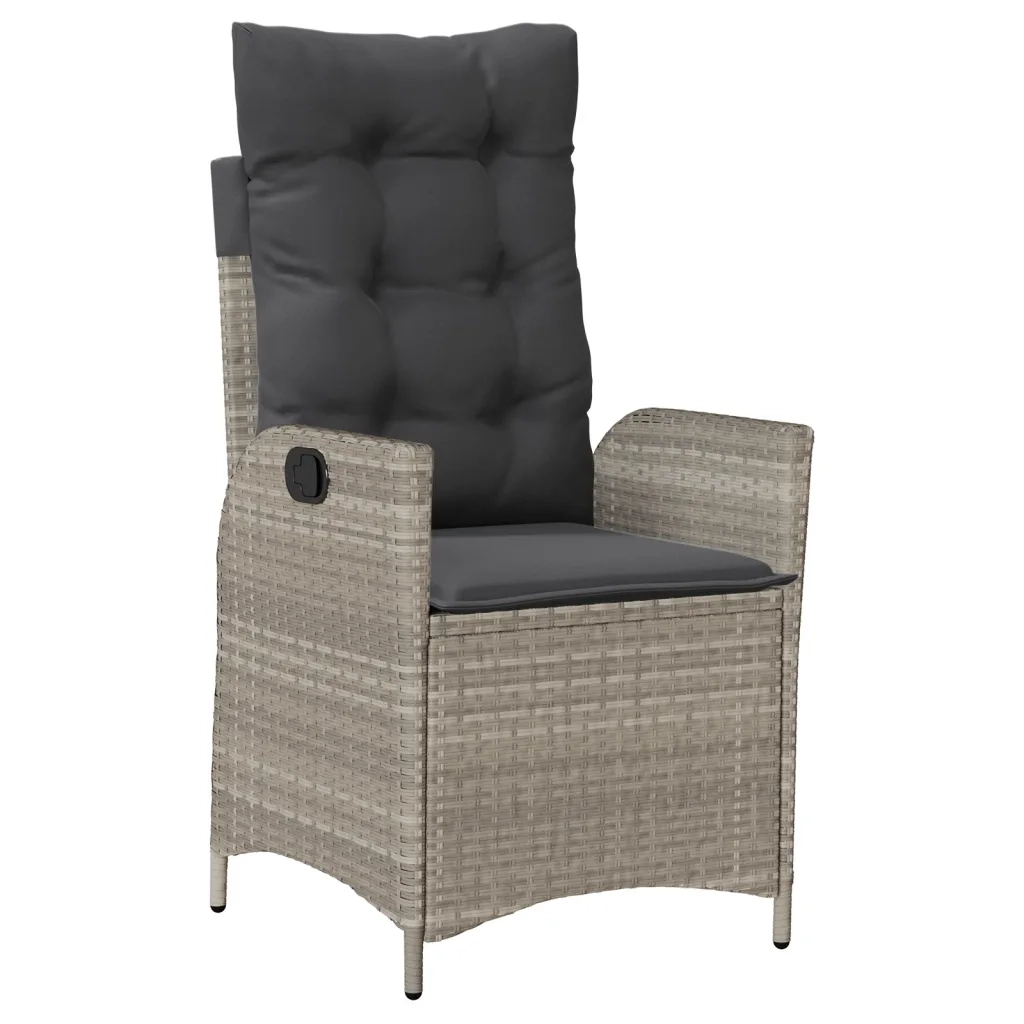 Set da Pranzo da Giardino 7 pz Cuscini Polyrattan Grigio Chiaro 3213291
