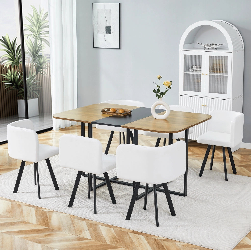 Set tavolo da pranzo allungabile con sedie, MDF e metallo, per 4-6 persone