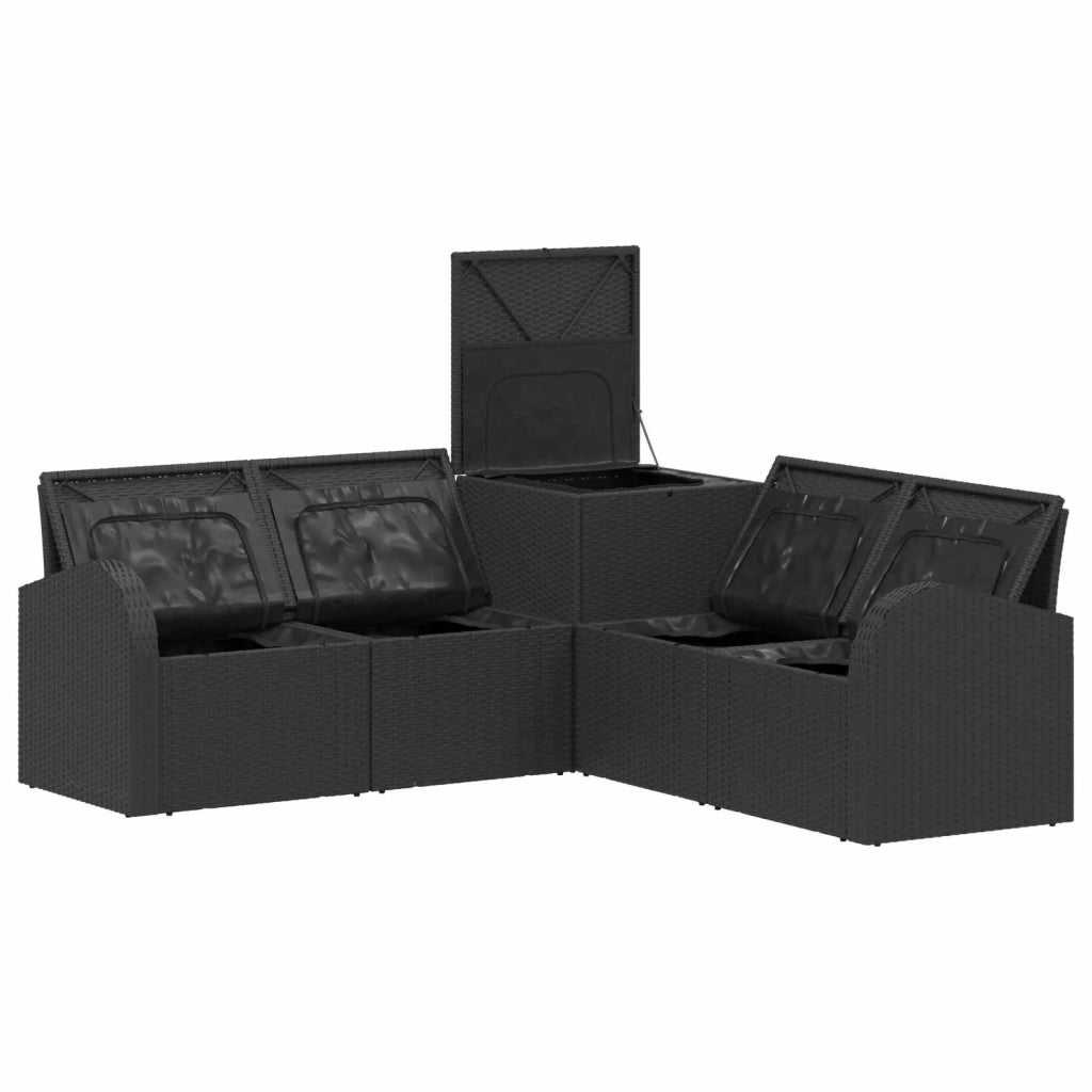Set di divani 5 pz Nero e Blu Rattan sintetico e Acciaio 3447773