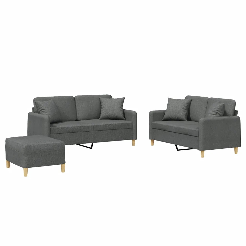Set di Divani 3 pz con Cuscini Grigio Scuro in Tessutocod mxl 83289