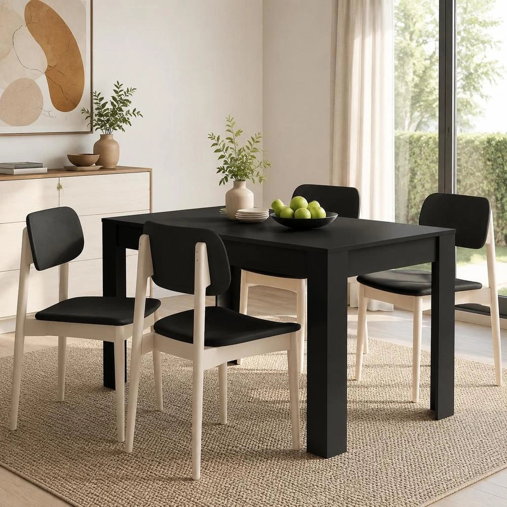 Dining Table Black 140x74.5x76 Cm Wood Composite