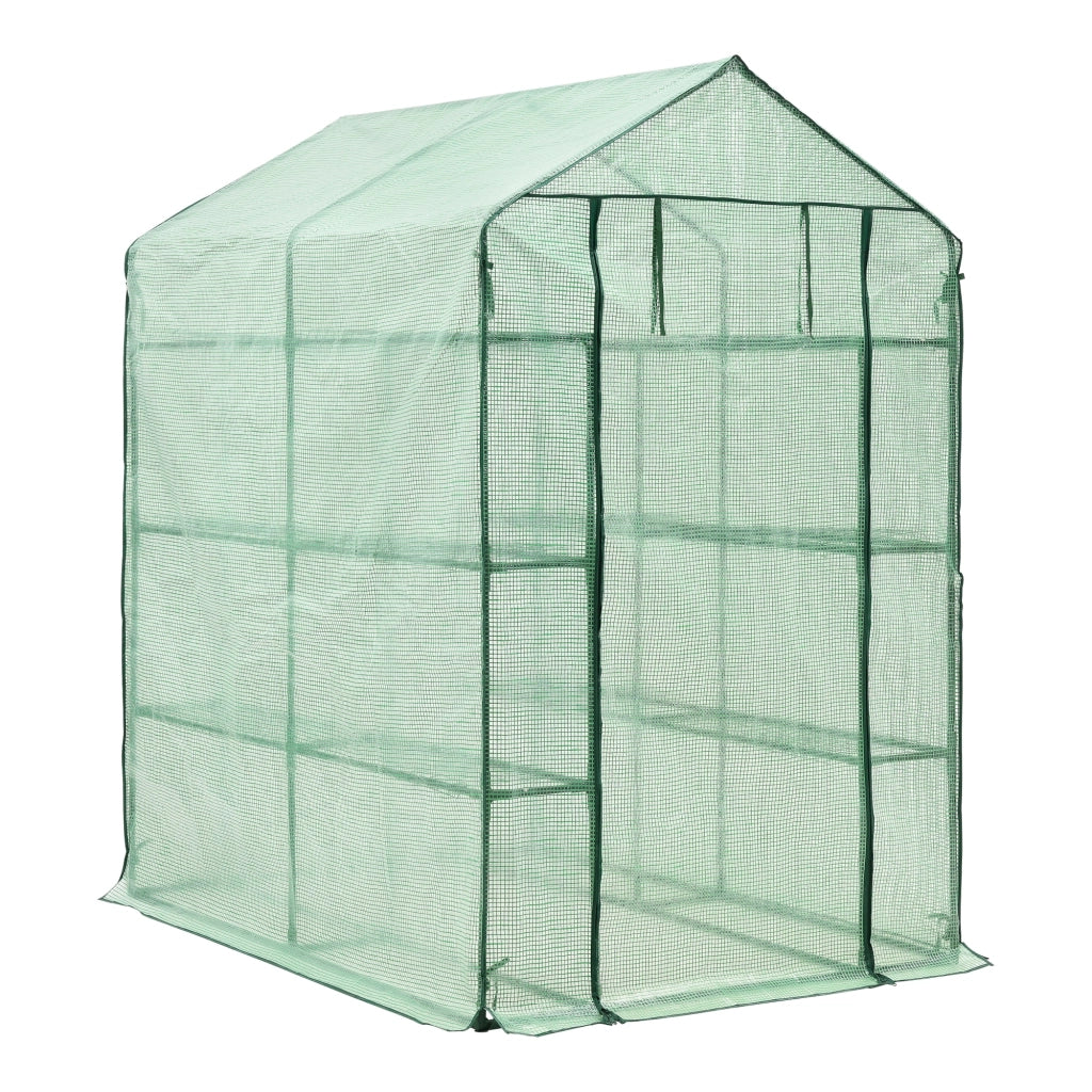 Serra da giardino Vale in acciaio e polietilene con ripiani integrati 120 x 170 x 194 cm verde 03_0008258